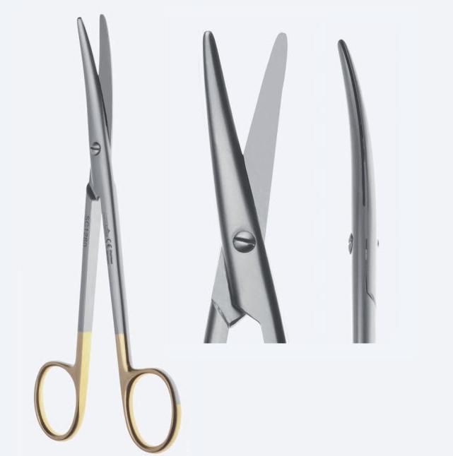 Ножиці, хірургічні, "Mayo-Lexer", "Power TC", дисекційні, вигнуті, тупокінцеві, загальна довжина 165 мм, 6 1/2". Бренд - Asanus Medizintechnik Gmb, Німеччина